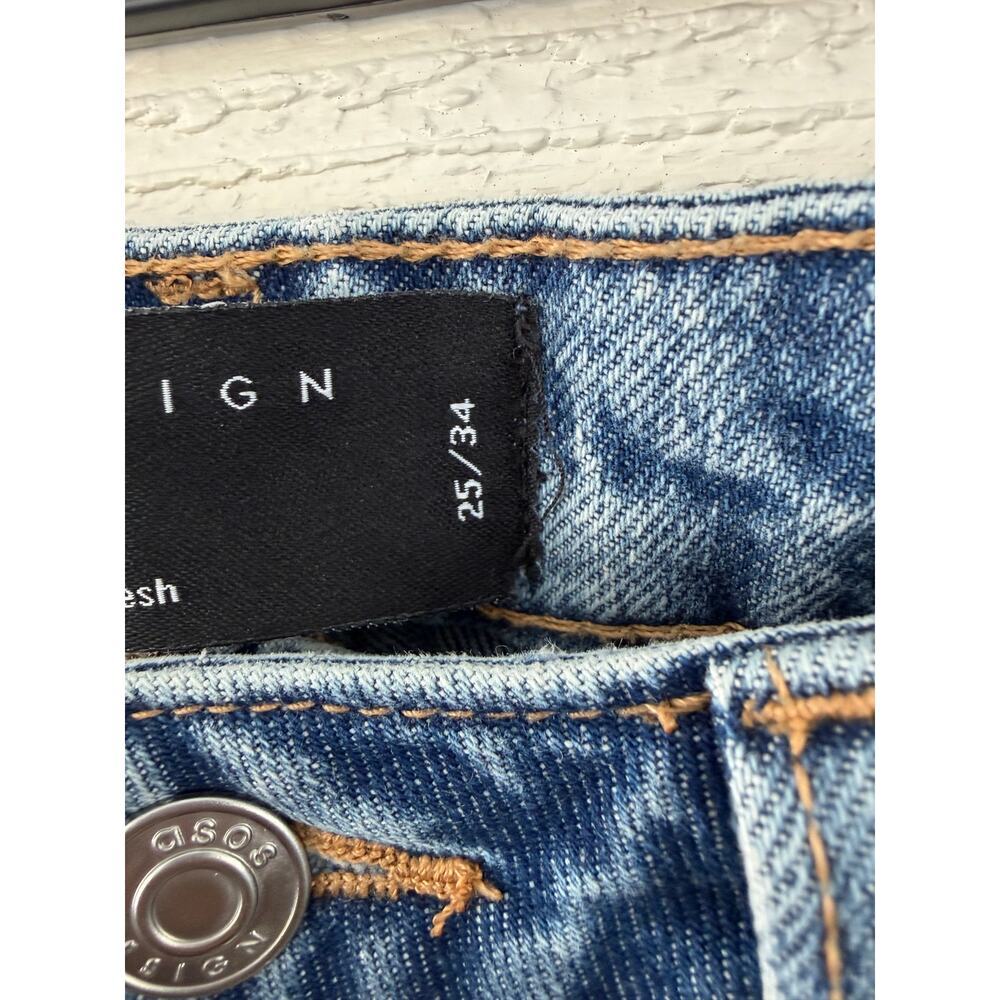 ASOS Design 25x34 High Rise Mom Jeans Vintage Wash Straight Leg Denim - Picture 6 of 9